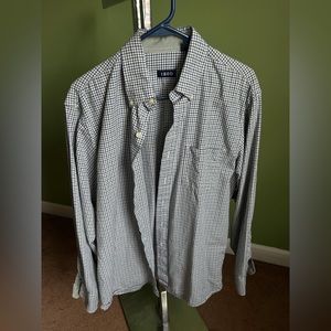 Izod used good condition green/blue gingham  button down shirt size 16in mens